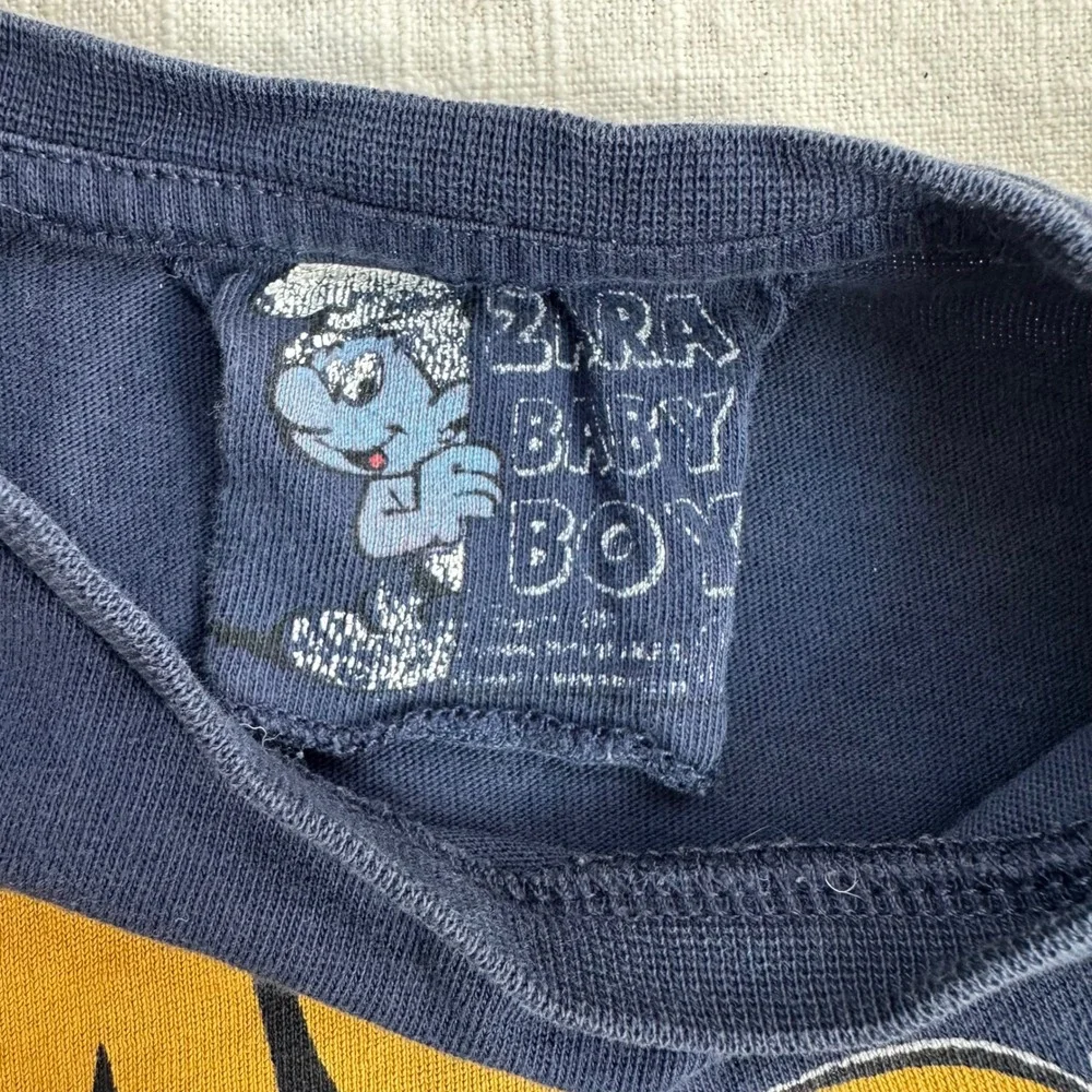 Zara Baby Smurfs‎ Graphic Tank Top Sleeveless Cartoon Character Blue 12-18M